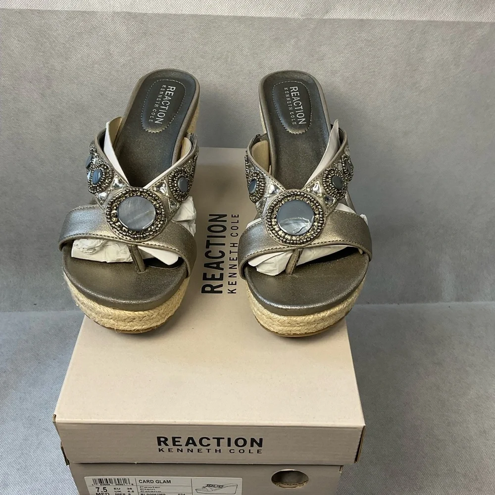 Kenneth Cole Reaction Jeweled Wedges New- Size 7.5 - Picture 3 of 9